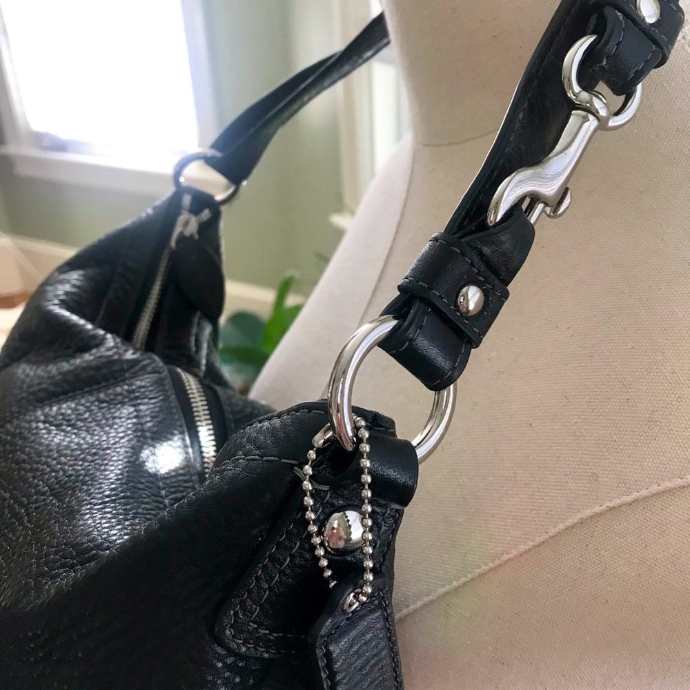 🌹Coach shoulder bag, classic black leather, authentic EUC